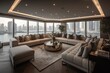 Yacht Views from Luxurious Penthouse in Dubai Marina. Generative AI