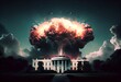 A huge explosion over the white house, USA, Washington DC - generative ai