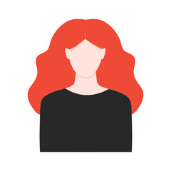 Faceless female avatar. White-skinned redhead woman vector illustration. EPS 10