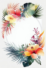 Wall Mural - Vertical Floral Frame, Watercolor Flowers, Illustration, Generative AI