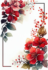 Wall Mural - Vertical Floral Frame, Watercolor Flowers, Illustration, Generative AI