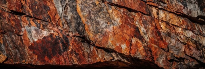 Wall Mural - Rugged Granite Mountain Surface with Fiery Cracks, Generative AI