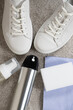 White leather shoe cleaning kit - water-repellent spray, foam, rag and sponge