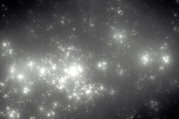 Wall Mural - white clouds of stardust in black space. abstract fractal 3d rendering
