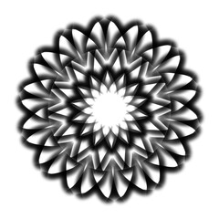 Sticker - Modern geometric floral shapes circular pattern design element in black color on transparent background 