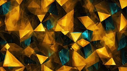 Wall Mural - abstract yellow background with triangles and diamonds seamless - by generative ai