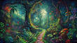 enchanted forest path fantasy wonderland - by generative ai