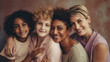© piai - An image of a loving LGBT family, with two lesbian parents and their children, smiling and embracing each other, against a warm and welcoming background. Generative AI