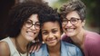 © piai - An image of a loving LGBT family, with two lesbian parents and their children, smiling and embracing each other, against a warm and welcoming background. Generative AI