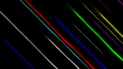 Wall Mural - Colorful diagonal speed lines motion graphics with plain black background