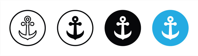 Wall Mural - anchor icon set. ship anchor line and flat icon symbol sign collections, vector illustration