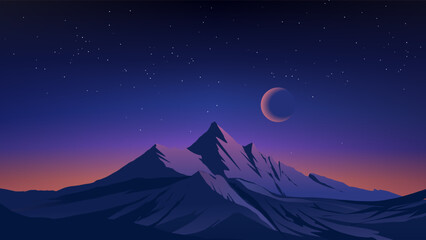 Wall Mural - night sky and mountains