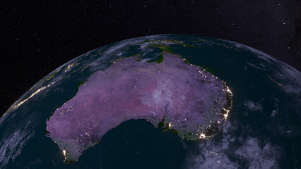 Wall Mural - The Earth. Close up Nightly Australian continent , NewHolland with galaxy stars. Elements of this image furnished by NASA.