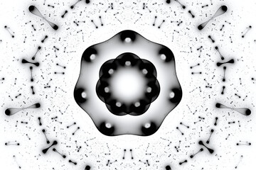 Wall Mural - black pattern of curved shapes on a white background. abstract fractal 3d rendering