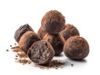 truffles of dark chocolate isolated on white background.