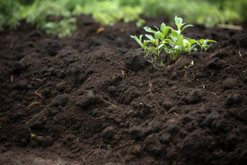 Dark dirt border soil for plant