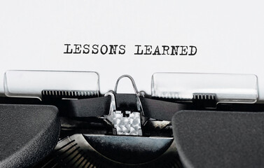 Wall Mural - text lessons learned typed on retro typewriter