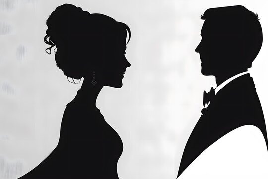 silhouette of a bride and groom created using AI Generative Technology