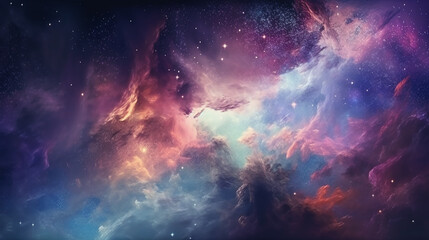 Abstract background colourful nebular and planet background, Created using generative AI tools.