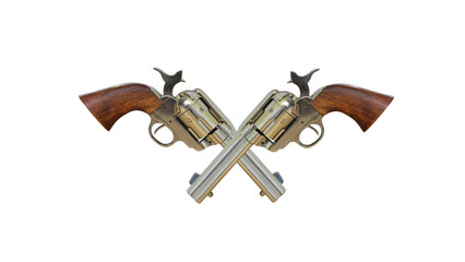 Wall Mural - two crossed revolvers with transparent background