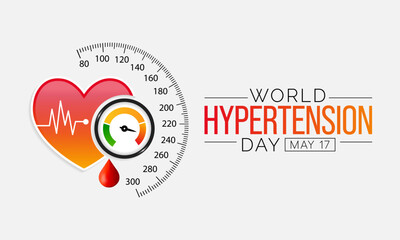 Wall Mural - World Hypertension day is observed every year on May 17th. High blood pressure, also called hypertension, is blood pressure that is higher than normal. Vector illustration.