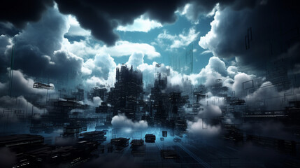 Sticker - Cloud computing technology concept wallpaper background Generative AI