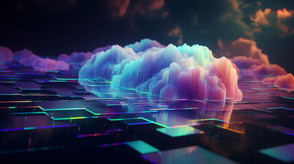 Cloud computing technology concept wallpaper background Generative AI