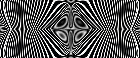 Wall Mural - Line art optical .Wave design black and white. Digital image with a psychedelic stripes. Argent base for website, print, basis for banners, wallpapers, business cards, brochure, banner