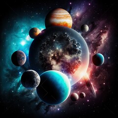 Wall Mural - planet in space destroying