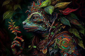 Ayahuasca compilation.Shamanic meditation. The journey of consciousness. Mystical Shaman. Generative AI.