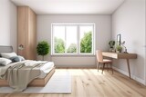 Fototapeta  - Modern bedroom interior. | Elegant room interior with large comfortable bed | Luxurious large bedroom | Stylish bedroom interior | Bedroom interior. 3d render, Generative AI
