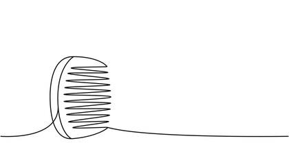 Wall Mural - Comb, wooden hair comb, hair brush one line continuous drawing. Barber shop and hairdresser tools continuous one line illustration.