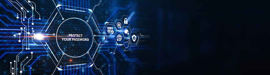 Wall Mural - Secure internet access and personal information security. PROTECT YOUR PASSWORD. 3d illustration