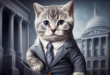 Wall Mural - Kitten Congressman Running For Office Generative AI