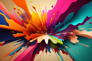 Wall Mural - Abstract color explosion background, colorful splash and burst. Generative AI