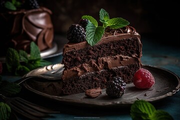 Sticker - chocolate cake with mint