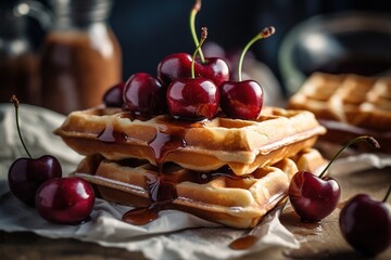 Wall Mural - waffle with berries