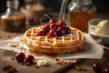 Wall Mural - waffle with berries