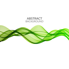 Transparent green wave on white background, design element