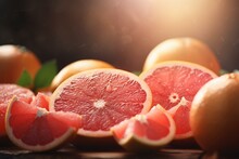 Pink Grapefruit Background, Bokeh Generative AI