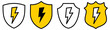 © Lubo Ivanko - Flash icon inside shield, different versions. Protection from power surge concept