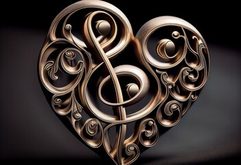 Symbol of love sound, treble clef. Generative AI