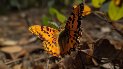 Wall Mural - butterfly on a leaf Generative AI