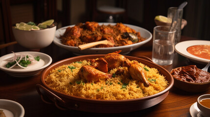 Poster -  An Indian restaurant with aromatic biryani Generative AI