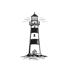 Lighthouse Vector Illustration On A White Background. Vector Illustration Silhouette Svg.