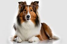 Majestic Collie Dog On White Background - Perfect For Collie Lovers!
