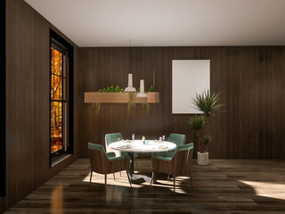 Cafe interior 3d render, 3d illustration