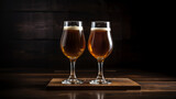 Fototapeta Lawenda - Dark beer glasses background. Illustration AI Generative.