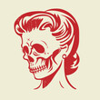 retro cartoon illustration of woman with skull head
