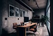 © Ryleigh - Concrete coworking office interior. Generative AI